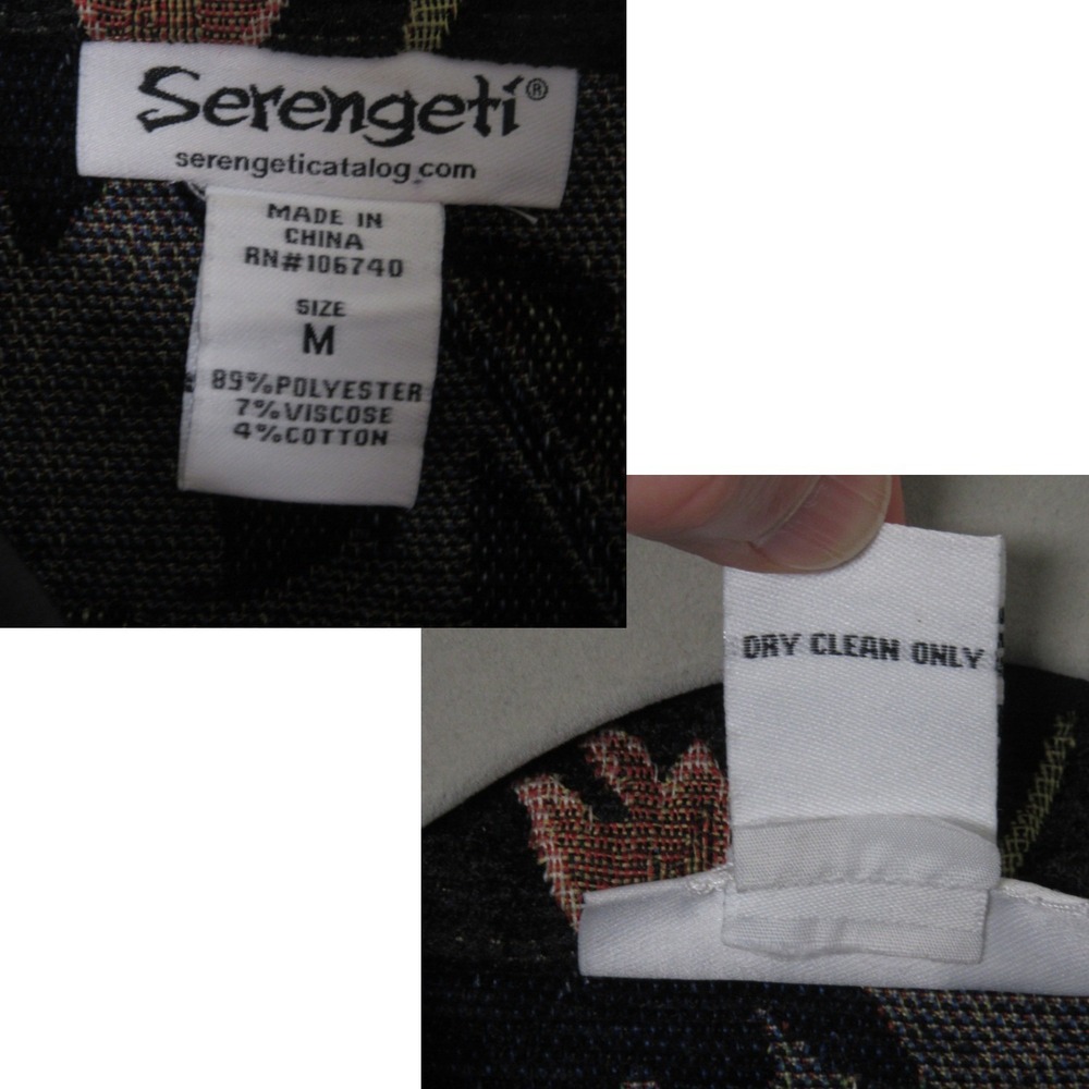 Serengeti Womens Tapestry Jacket Black Floral Vine Open Front Pockets Size Med - Picture 13 of 14